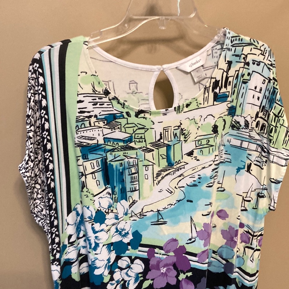 Vibrant Cityscape Print Top by CJ Banks